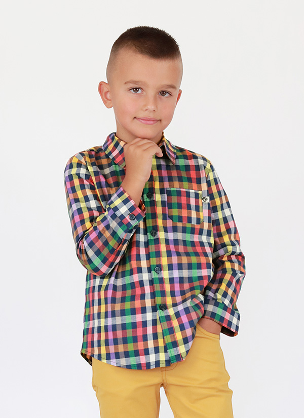 Карирана риза за момче, червено и жълто каре, снимка с модел, 6 - 10 години, Zinc