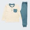Пижама с джоб за момче, бял-меланж + джинс, 2 - 10 години, Zinc