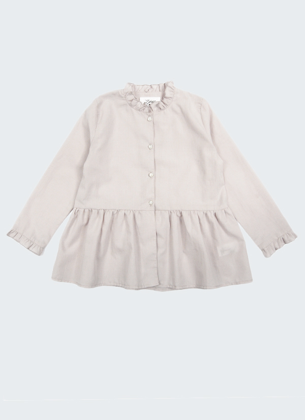 Романтична ефирна риза в сиво с копчетата до долу и волан отдолу, за момичета, 2-6 години, Zinc