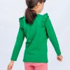 Блуза с къдри за момиче, отзад, облечена на дете, бг зелен, 2 - 12 години, Zinc-2