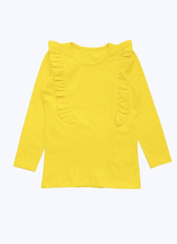 Блуза с къдри за момиче, звънливо жълт, 2 - 12 години, Zinc
