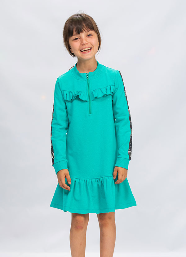Спортна рокля с къдри, момиче, мента, 2 - 12 години, Zinc