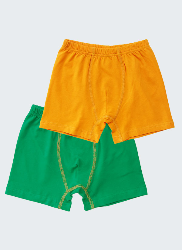 Комплект от 2 чифта боксерки в цвят хардал и бг зелен, бельо за деца, 7 - 12 години, Zinc