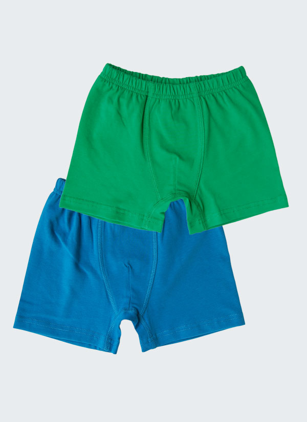 Комплект от 2 чифта боксерки в цвят бг зелен и тъмен петрол, бельо за деца, 7 - 12 години, Zinc