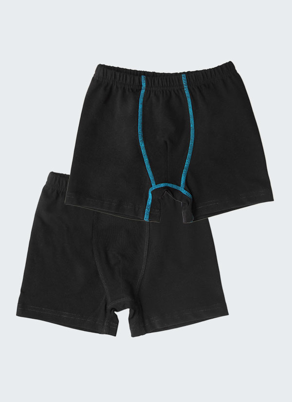 Комплект от 2 чифта боксерки в черен цвят, бельо за деца, 7 - 12 години, Zinc