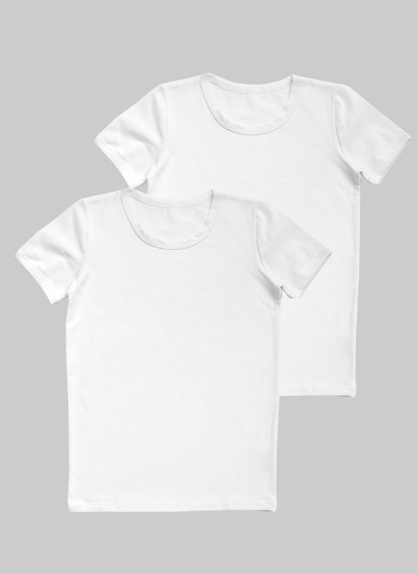 Комплект от 2 тениски в бял цвят, бельо за деца, 7 - 12 години, Zinc