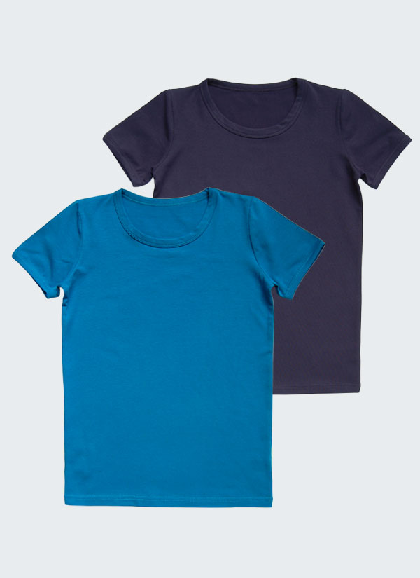 Комплект от 2 тениски в тъмен петрол и тъмно син, бельо за деца, 7 - 12 години, Zinc