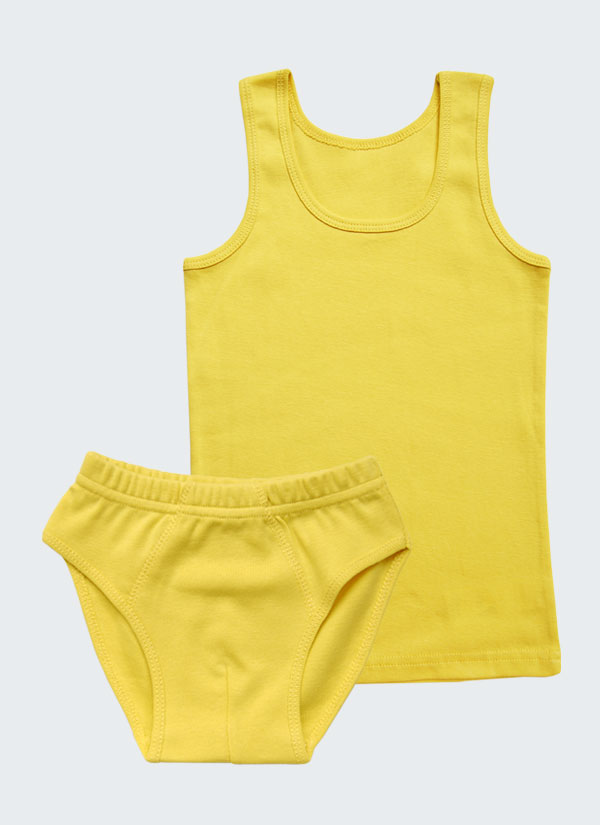 Комплект от потник и слип от рипс в цвят патешко жълт, бельо за деца, 2 - 6 години, Zinc