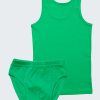 Комплект от потник и слип от рипс в зелен цвят, бельо за деца, 2 - 6 години, Zinc