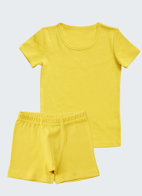 Комплект от тениска и боксерки от рипс в цвят патешко жълт, бельо за деца, 2 - 6 години, Zinc