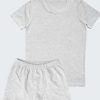Комплект от тениска и боксерки в цвят бял меланж, бельо за деца, 7 - 12 години, Zinc