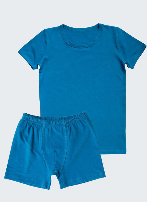 Комплект от тениска и боксерки в цвят тъмен петрол, бельо за деца, 7 - 12 години, Zinc