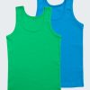 Комплект от 2 потника от рипс в зелен и син цвят, бельо за деца, 2 - 6 години, Zinc