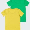 Комплект от 2 тениски от рипс в патешко жълт и зелен цвят, бельо за деца, 2 - 6 години, Zinc