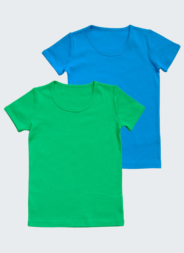 Комплект от 2 тениски от рипс в зелен и син цвят, бельо за деца, 2 - 6 години, Zinc