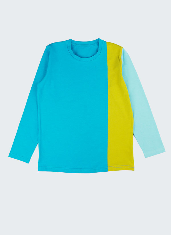 Блуза с цветни блокове в тъмен електрик, деца, 2 - 12 години, Zinc