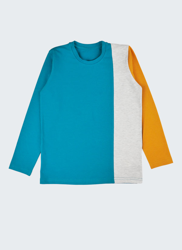 Блуза с цветни блокове в цвят тъмен петрол, деца, 2 - 12 години, Zinc