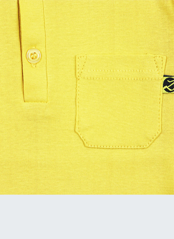 Риза с дълъг ръкав и джоб с маншети и копче за декорация на ръкава в цвят патешко жълт, Момчета 2 - 6 години, Zinc