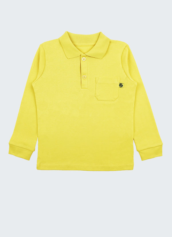 Риза с дълъг ръкав и джоб с маншети и копче за декорация на ръкава в цвят патешко жълт, Момчета 2 - 6 години, Zinc