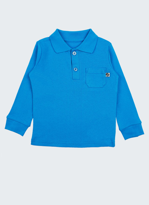 Риза с дълъг ръкав и джоб с маншети и копче за декорация на ръкава в син цвят, Момчета 2 - 6 години, Zinc