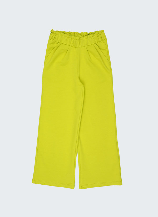 Широк панталон с набран колан и италански джобове в цвят горчица, Момичета 2 - 12 години, Zinc
