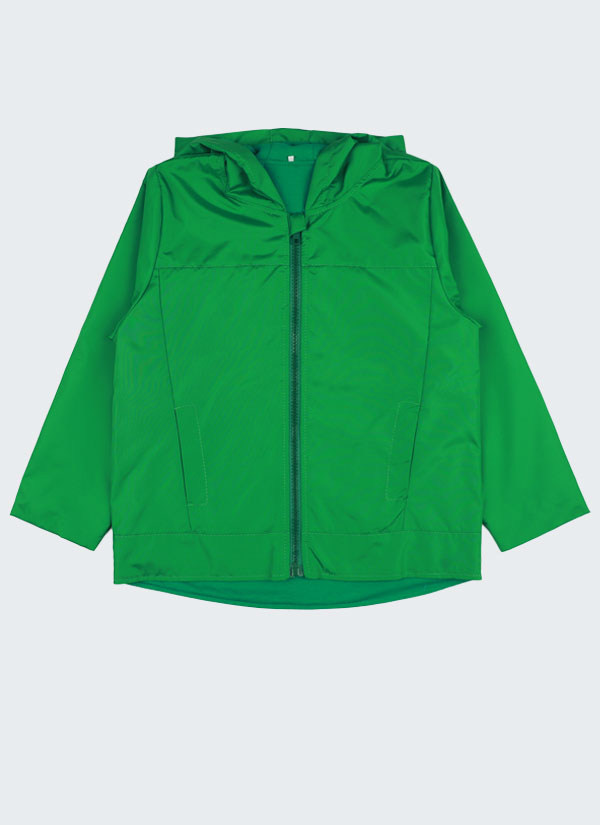 Яке от шушляк е пролетно-есенен модел с качулка в зелен цвят. Закопчава се с цип и е с два предни джоба. Памучен хастар на якето и качулката. Момчета 2 - 12 години, Zinc