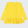 Блуза с копчета и къдри е елегантен модел с имитиращо закопчаване от копчета и къдра и набран волан на талията в лимонено жълт цвят, Момичета 2 - 12 години, Zinc