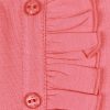 Блуза с копчета и къдри е елегантен модел с имитиращо закопчаване от копчета и къдра, и набран волан на талията в цвят праскова, от близо, Момичета 2 - 12 години, Zinc