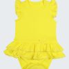Боди-рокля с къдри е с къдри на рамотао и два волана на талията в лимонено жълт цвят, Момиченца 3 - 18 месеца, Zinc