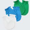Ръкавички за новородени - 3 бр. в комплект. Цветовете в комплекта са бял, зелен и син, Бебета 0 - 6 месеца, Zinc