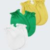 Ръкавички за новородени - 3 бр. в комплект. Цветовете в комплекта са жълт, зелен и бял, Бебета 0 - 6 месеца, Zinc