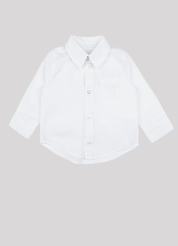 Бяла риза с джоб е класически изчистен модел с джоб в бял цвят, Момчета 6 месеца - 4 години, Zinc