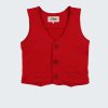 Елегантен елек от трико е изчистен модел с копчета и с имитация на два джоба в червен цвят, Момчета 6 месеца - 4 години, Zinc