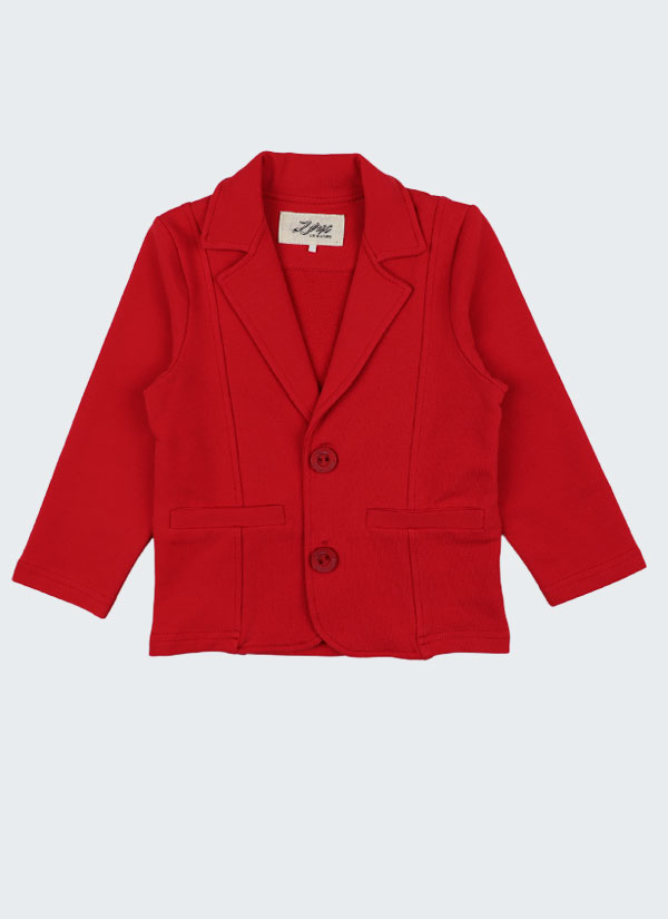 Това елегантно сако от трико е класически изчистен модел в червен цвят, Момчета 6 месеца - 4 години, Zinc