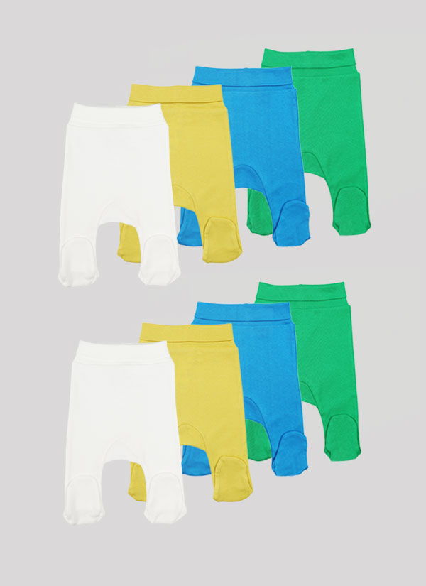 Ританки в 2 размера - 8 бр. По 4 бр. еднакви цветове ританки от 2 последователни размера. Цветове в комплекта: бял, жълт, син и зелен. Бебета 0 - 6 месеца, Zinc