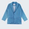 Спортно сако от деним е изчистен модел с два джоба в светло син цвят, Момчета 6 - 8 години, Zinc