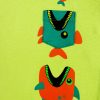 Тениска с джобче "Риби" е класически модел с джоб и принт с рибки в жълто-зелен цвят, Снимка отблизо, Момчета 6 месеца - 2 години, Zinc