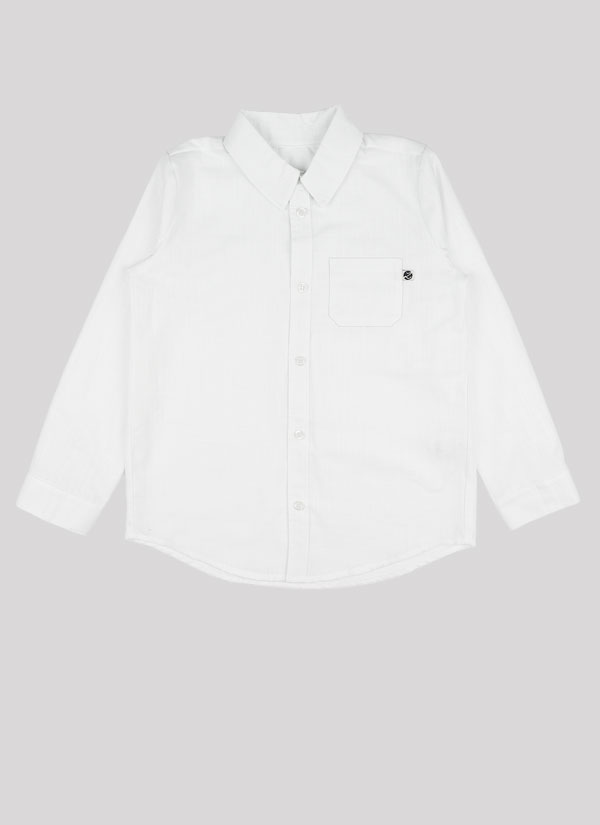 Тази класическа риза e изчистен модел с малък джоб в бял цвят, Момчета 2 - 12 години, Zinc