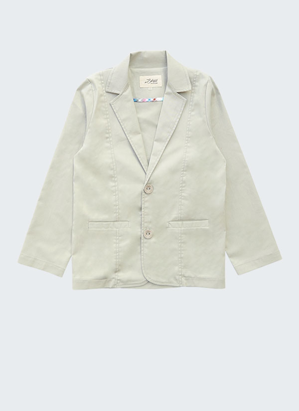 Сако в сив цвят е елегантно класическо сако с джобове закопчавщо се с копчета от плат равена в сив цвят, Момче 2 - 12 години, Zinc