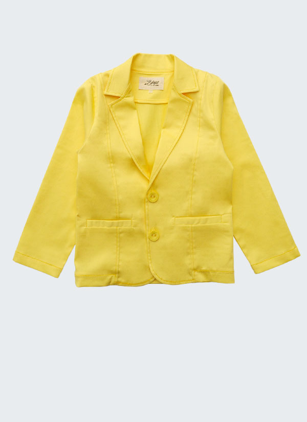 Сако от памучен плат е елегантно класическо сако с джобове, което се закопчава с копчета в жълт цвят, Момчета 2 - 10 години, Zinc