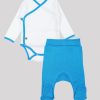 К-т боди кимоно с дълъг ръкав и ританки - боди в бял цвят и ританки в син цвят, Бебета 0 - 6 месеца, Zinc