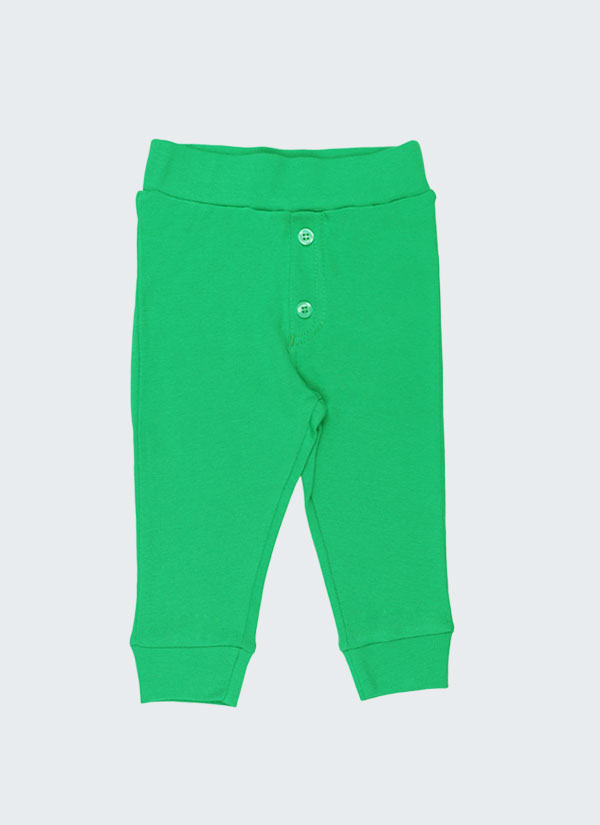 Бебешки панталон с копчета е изчистен модел с имитация на шлиц с три копчета върху него в зелен цвят, Бебета 0 - 2 години, Zinc