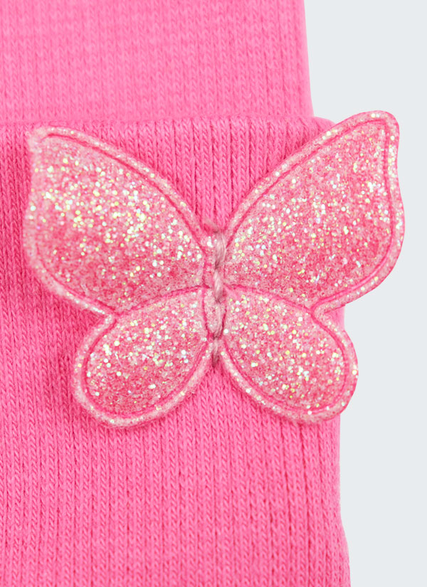 Шапка за момиче е класически изчистен модел от едър рипс с малка пеперуда за декорация в бонбонено розов цвят, Момичета 2 - 9 години, Zinc