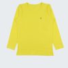 Блуза с малко сърце е класическа изчистена блуза с подгъв на ръкавите и талията с пришито малко сърце в горната предна част в лимонено жълт цвят, Момичета 2 - 12 години, Zinc