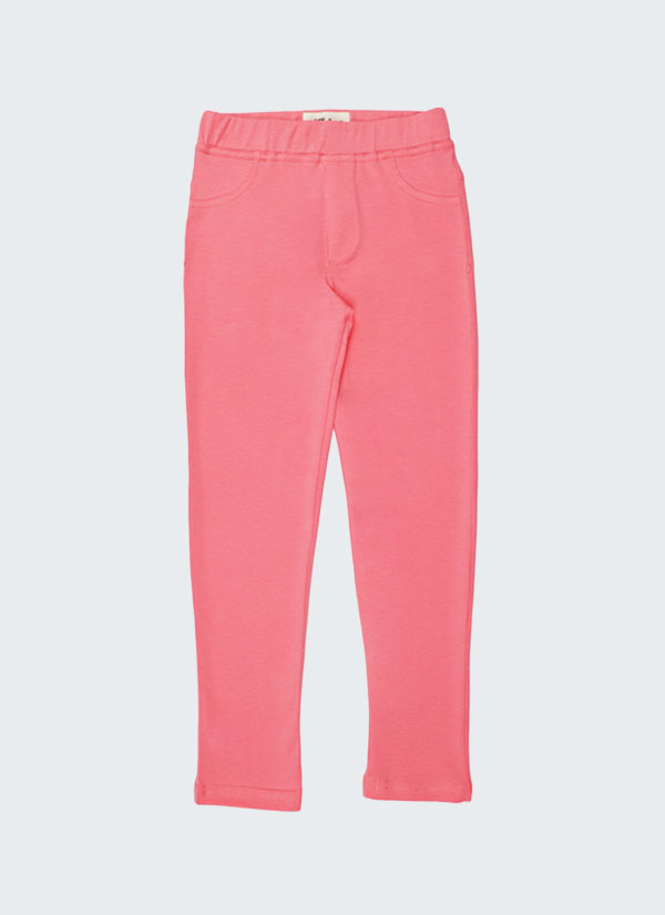 Клин-панталон от меко трико е модел клин, който наподобява панталон с имитация на джобове отпред и реални джобове отзад в цвят праскова, Момичета 2 - 12 години, Zinc