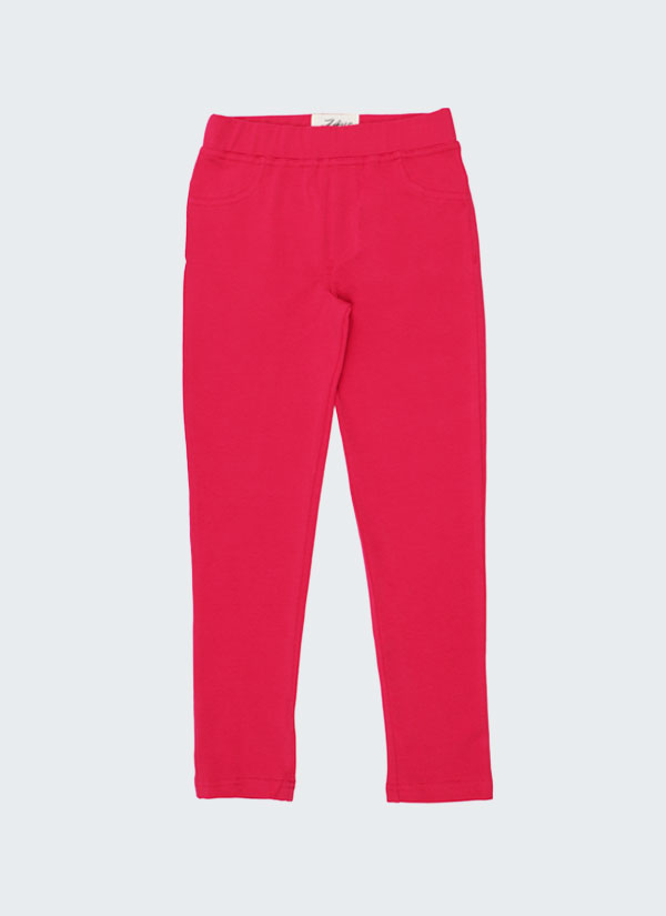 Клин-панталон от меко трико е модел клин, който наподобява панталон с имитация на джобове отпред и реални джобове отзад в цвят тъмна малина, Момичета 2 - 12 години, Zinc