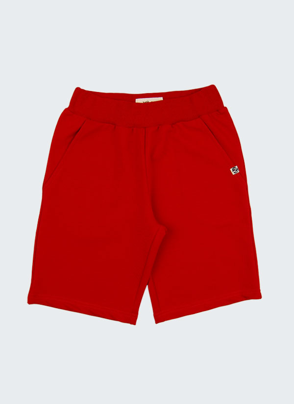 Класически къс панталон е изчистен модел с ластик на талията подгъв на крачолите и два странични джоба в червен цвят, Момчета 2 - 12 години, Zinc