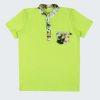 Риза с цветен джоб е със столче яка и джоб от плат с принт на тропически растения. Основният цвят на ризата е жълто-зелен цвят, Момчета 2 - 12 години, Zinc