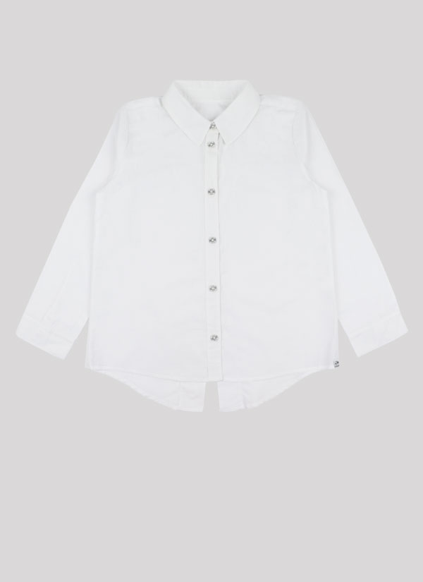 Риза с отворен гръб и клин-панталон е комплект от свободен модел бяла риза с отворен гръб в и класически клин-панталон в тъмно син цвят, снимка риза, Момичета 6 - 12 години, Zinc