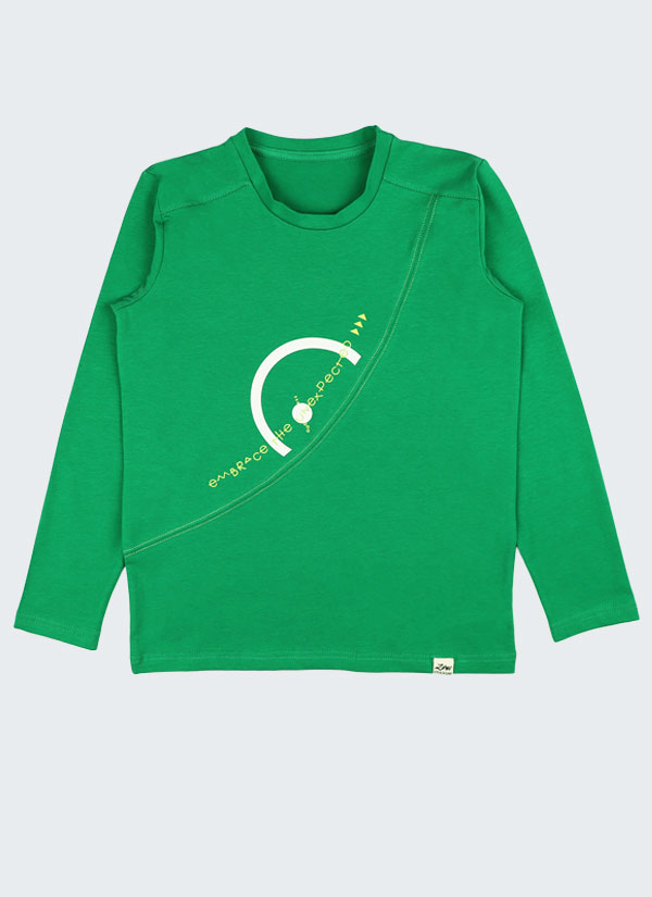 Блуза "Прегърни неочакваното" е с деликатен принт, като предната част е разделена на две от декоративен тегел. Цвят на блузата: бг зелен, Момчета 5 - 12 години, Zinc